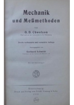 Mechanik und Messmethoden, 1918 r.