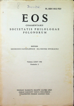 Eos commentarii societatis philologae polonorum vol LXXIV