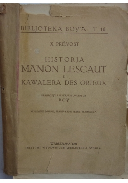 Historja Manon Lescaut, 1921r.
