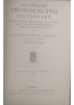 An English Pronouncing Ditcionary,1937r.
