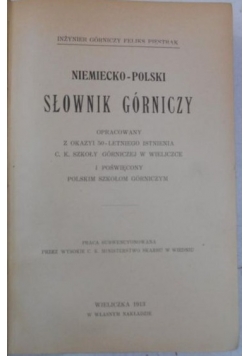 Niemiecko-polski słownik górniczy, 1913 r.