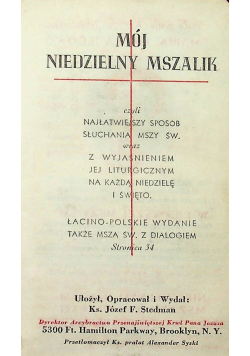 Mój niedzielny mszalik 1940 r