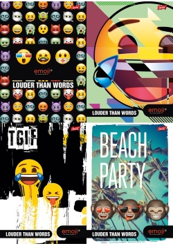Brulion B5 w kratkę 160 kartek Emoji 5 sztuk mix