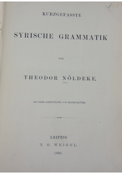 Kurzgefasste Syrische Grammatik, 1880 r.