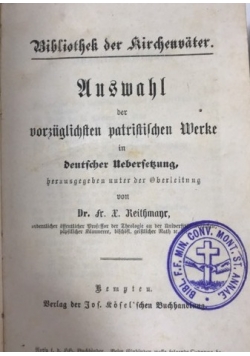 Auswahl der vorzüglichsten patristischen werke, ok. 1875 r.