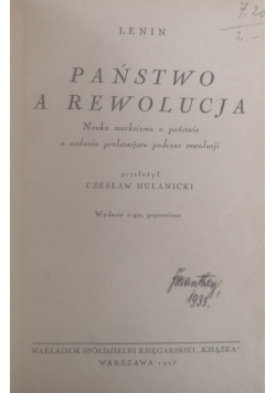 Państwo a rewolucja,1927r.