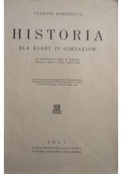 Historia dla klasy IV gimnazjów, 1937 r.