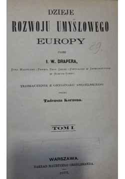 Dzieje rozwoju umysłowego Europy , 1873 r.