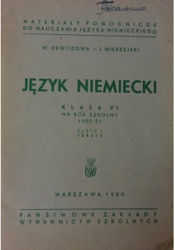 Język niemiecki. Klasa VI, 1950 r.