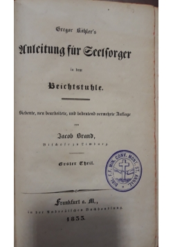 Unleitung fur seelforger, 1833 r.