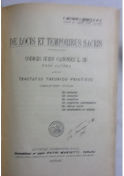 De Locis Et Temporibus Sacris,1922r.
