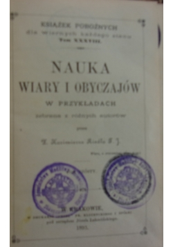 Nauka wiary i obyczajów, 1893 r.