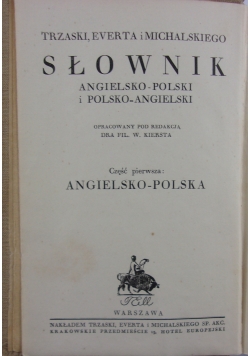 Słownik angielsko-polskim i polsko-angielski, 1926 r.