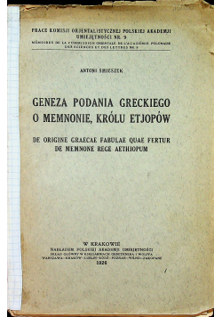 Geneza podania greckiego o Memnonie królu etjopów 1926 r