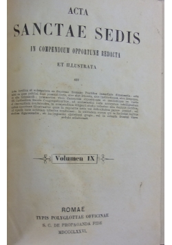 Acta Sanctae Sedis volumen IX, 1876 r.