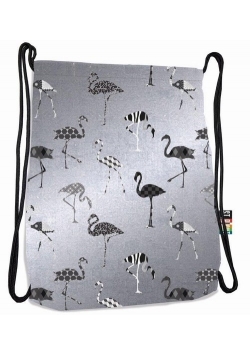 Plecak na sznurkach SO11 Silver flamingo