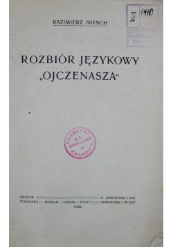 Rozbiór języków Ojczenasza 1920 r