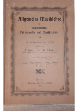 Allgemeine Musiklehre, 1903 r.