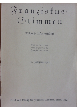 Franzistus=Gtimmen, 1931r.