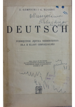 Deutsch. Podręcznik języka niemieckiego dla II klasy gimnazjalnej, ok.1935r.
