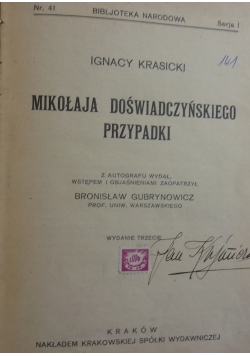 Mikołaja Doświadczyńskiego Przypadki, 1929 r.