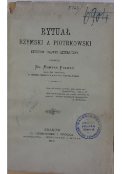 Rytuał rzymski a piotrkowski, 1896 r.