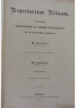 Repertorium Rituum, 1901r.