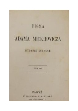 Pisma Adama Mickiewicza Tom III, 1922