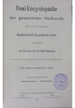 Real-Encyclopedie der gesammten Heilkunde, 1899 r.