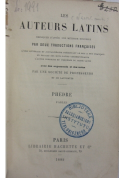 Les Auteurs Latins, 1889 r./Notice de Livres Classiques,1892 r.