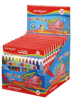 Kredki świecowe KEYROAD 12 kolorów display 12 sztuk