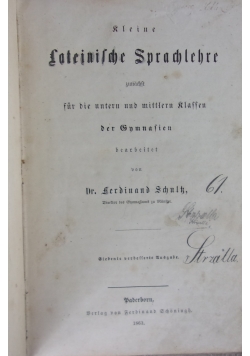 Lateinische Sprachlehre, 1863r.