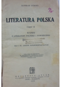 Literatura Polska Część II, 1938 r.