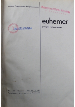 Euhemer przegląd religioznawczy nr od 1 do 4 1972 r.