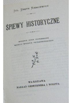 Śpiewy historyczne, Reprint miniatura z  1897 r.