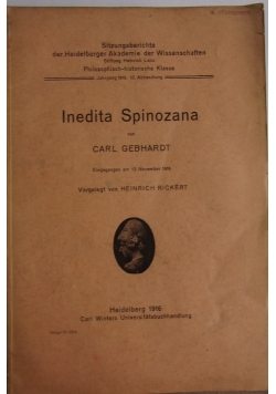 Inedita Spinozana, 1916