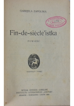 Fin - de - siecle'istka, 1922 r.