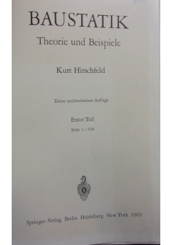 Baustatik Theorie und Beispiele. Erster Teil
