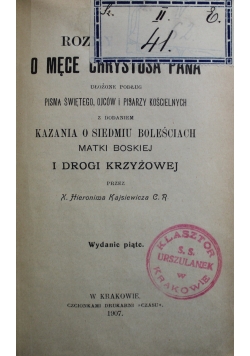 Rozmyślania o Męce Chrystusa Pana 1907 r