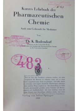 Kurzes Lehrbuch der Pharmazeutischen Chemie, 1939r.