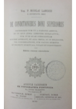 De Conditionibus Boni Superoris, 1904 r.
