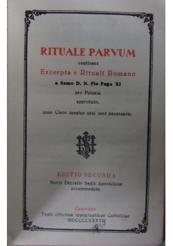 Rituale Parvum, 1937r.