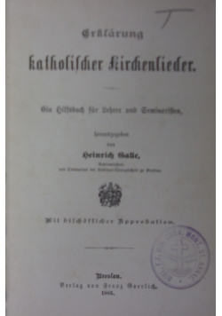 Erklarung katholische kirchenlieder. 1883 r.
