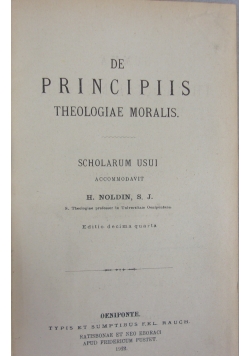 De Principiis Theologiae Moralis, 1922r.