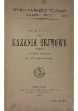 Kazania sejmowe, 1907 r.