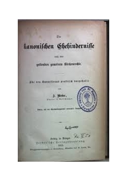 Die kanonischen  Ehehindernissee , 1883 r.