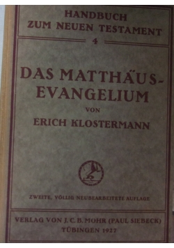 Das Matthaus Evangelium, tom 4, 1927 r.