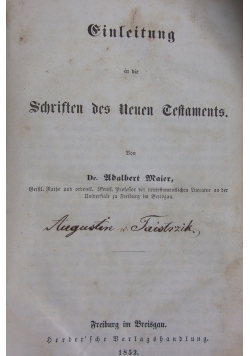 Einleitung in die Schriften des Neuen Testaments, 1852r.