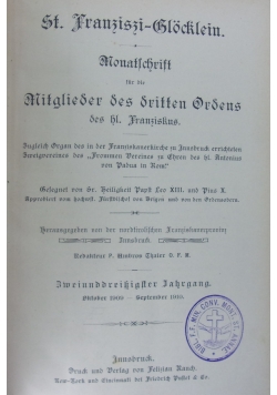 Monatsschrift für die Mitglieder des dritten Ordens, 32 Jahrgang, 1910 r.
