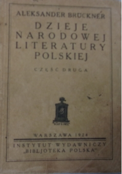 Dzieje narodowej literatury polskiej. Część 2, 1924 r.